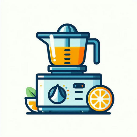 Modern flat line icon of juicer. Vector illustration for web design and mobile appのイラスト素材