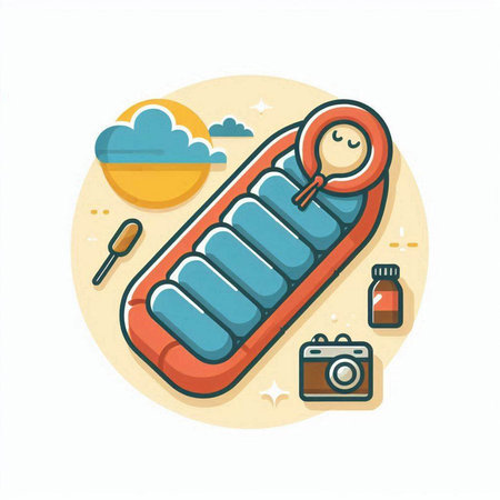 Illustration of inflatable mattress. Vector illustration in flat style.のイラスト素材