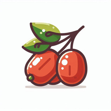 Hand drawn rosehip fruit. Vector illustration. Isolated on white background.のイラスト素材