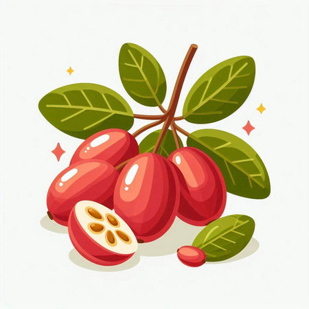 Cranberry with leaves. Vector illustration isolated on white background.のイラスト素材