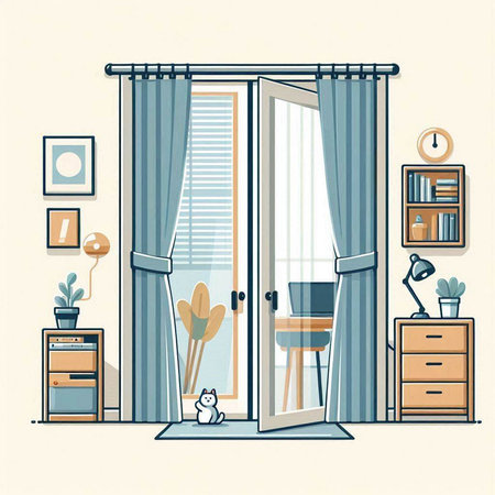 Interior of the living room in flat style. Vector illustration.のイラスト素材