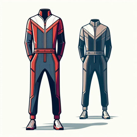 Sportswear man and woman. Vector illustration in retro style.のイラスト素材