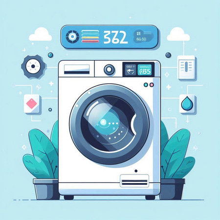 Washing machine. Washing machine. Flat design vector illustration.のイラスト素材