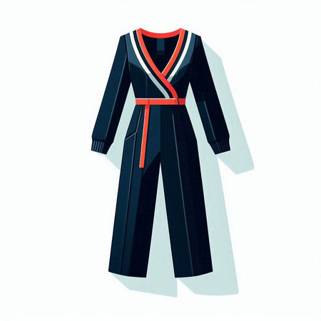 Illustration of a long sleeved black and red kimonoのイラスト素材