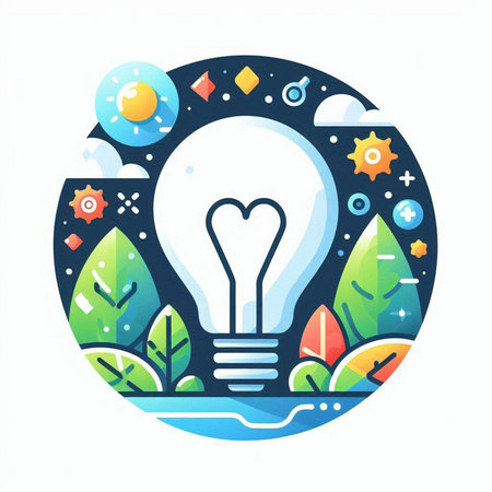 Lightbulb on nature background. Idea concept. Vector illustration.のイラスト素材