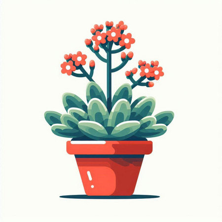 Flowerpot with succulent plant. Vector illustration in flat styleのイラスト素材