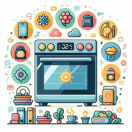 Modern flat design vector illustration concept of home appliances and household appliances.のイラスト素材