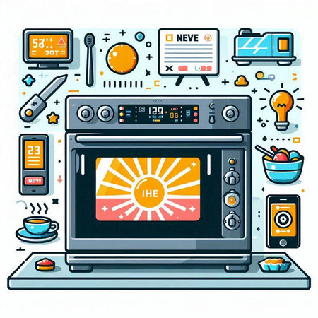 Vector illustration of a set of household appliances, electronics and home appliances.のイラスト素材