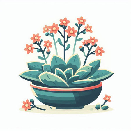 Flowerpot with succulents. Vector illustration in cartoon styleのイラスト素材