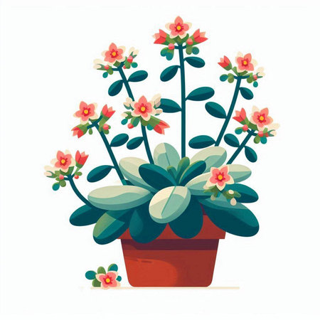 Flowerpot with succulents on a white background. Vector illustration.のイラスト素材