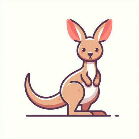Kangaroo icon. Vector illustration of cute kangaroo.のイラスト素材