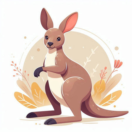 Cute kangaroo. Vector illustration in cartoon style on white background.のイラスト素材