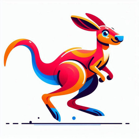 Kangaroo vector illustration. Cartoon style. Colorful kangaroo illustration.のイラスト素材