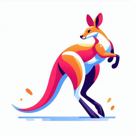 Kangaroo, funny kangaroo. Vector illustration of animal.のイラスト素材