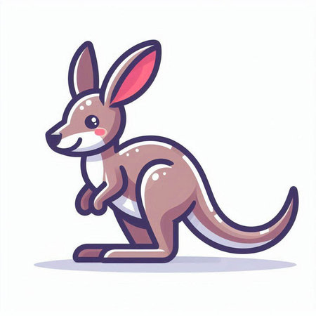 Kangaroo cartoon animal vector illustration. Cute kangaroo character.のイラスト素材