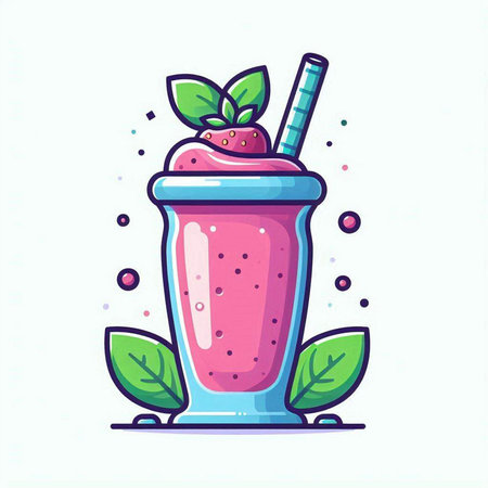 Strawberry smoothie. Vector illustration in a flat style.のイラスト素材