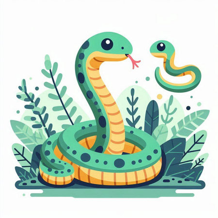 Cute snake vector illustration. Cute snake in flat style.のイラスト素材