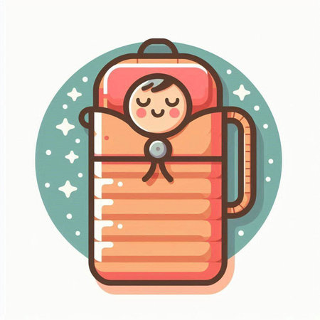 Cute little boy in a backpack on a white background. Vector illustration.のイラスト素材