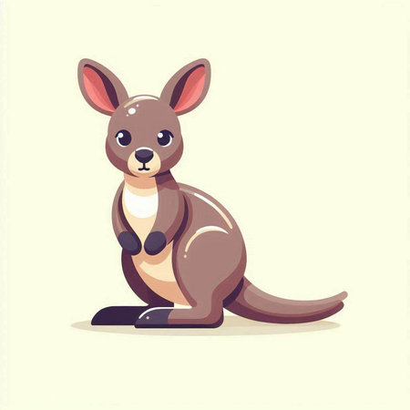 Cute kangaroo sitting on the ground. Vector illustration.のイラスト素材