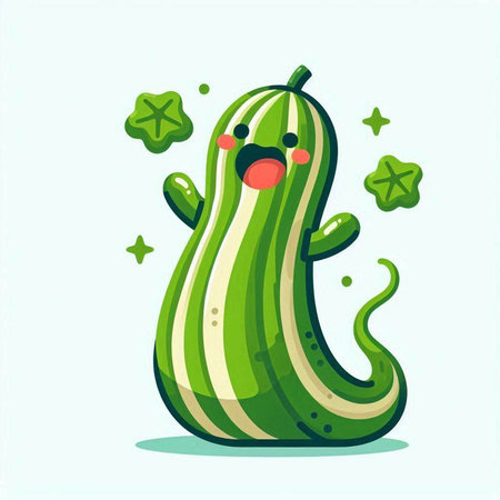 Cute cucumber cartoon character. Cute vegetable vector illustration.のイラスト素材