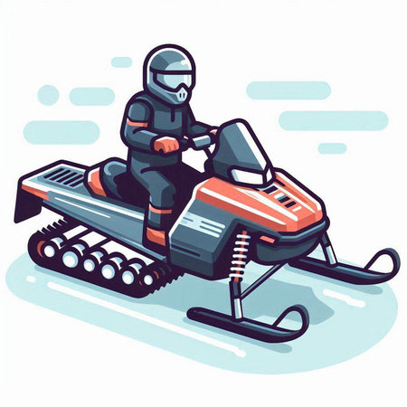Snowmobile. Cartoon illustration of snowmobile vector icon for web designのイラスト素材