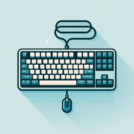 Computer keyboard on blue background. Vector illustration. Eps 10 file.のイラスト素材