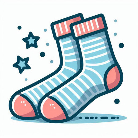 Vector illustration of sock with stars on white background. Hand drawn doodle style.のイラスト素材