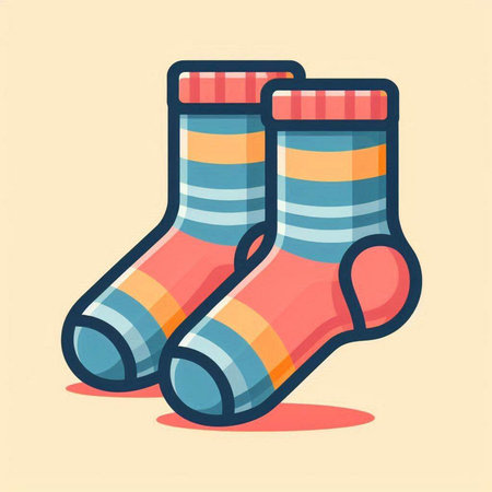 Pair of colorful socks. Vector illustration in flat cartoon style.のイラスト素材