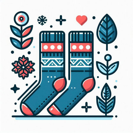 Socks with ornament. Vector illustration in doodle style.のイラスト素材