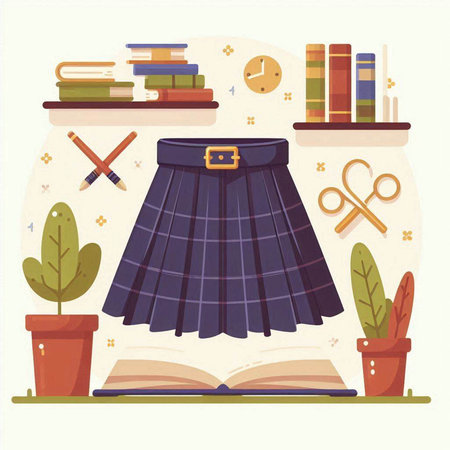 Flat design vector illustration of a set of school items. Back to school concept.のイラスト素材