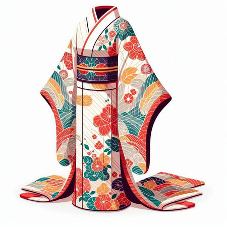 Sketch of a traditional Japanese kimono isolated on white backgroundのイラスト素材