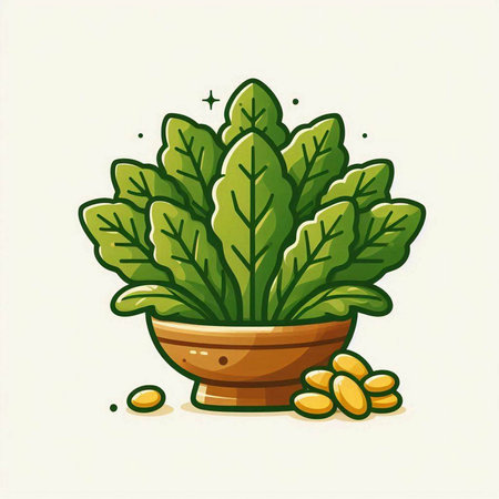 Illustration of a green plant in a pot on a white backgroundのイラスト素材