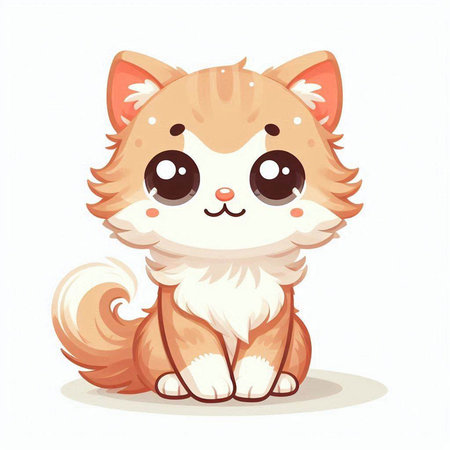 Cute cartoon cat. Vector illustration isolated on a white background.のイラスト素材