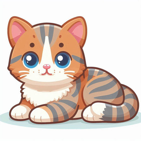 Cute cartoon cat. Vector illustration isolated on a white background.のイラスト素材