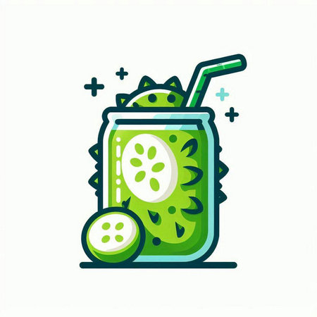Cucumber smoothie icon. Cucumber smoothie vector illustration.のイラスト素材