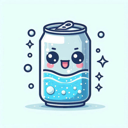 Cute soda can character. Vector flat cartoon kawaii illustrationのイラスト素材