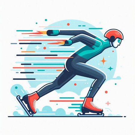 Vector illustration of ice skater in motion. Skating sport.のイラスト素材