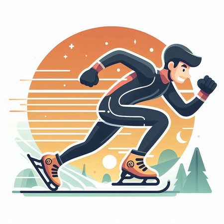 Snowboarder in motion. Winter sport. Vector illustration in flat styleのイラスト素材