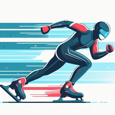 Speed skating sport vector illustration. Cartoon figure skater man figure skating.のイラスト素材