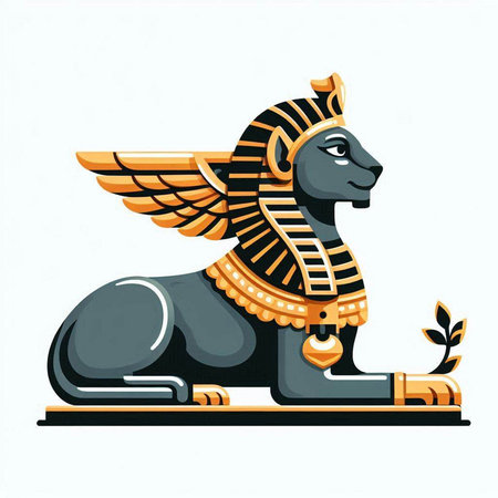 Egyptian pharaoh with golden crown on his head. Vector illustrationのイラスト素材