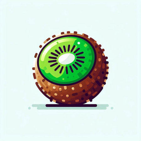 Kiwi fruit isolated on white background. Vector illustration in cartoon style.のイラスト素材
