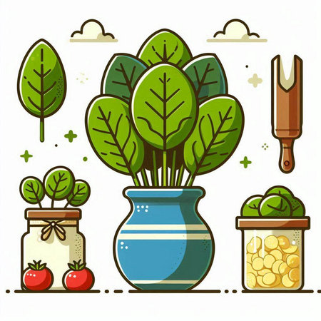 Vector illustration of green plant in a pot. Flat style design.のイラスト素材