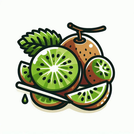 Kiwi fruit icon on a white background. Vector illustration.のイラスト素材