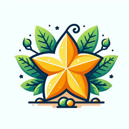 Star fruit vector illustration. Carambola icon. Isolated on white background.のイラスト素材
