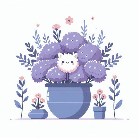 Flower in a pot. Cute cartoon character. Vector illustration.のイラスト素材