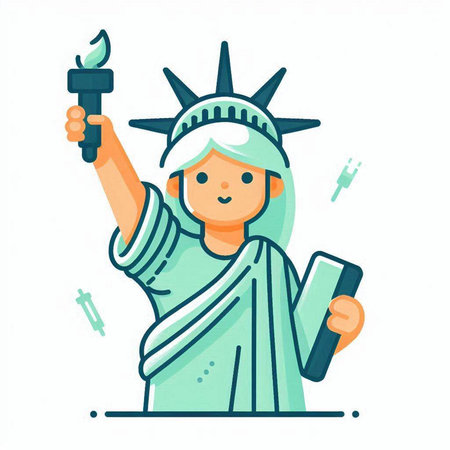 Statue of Liberty. Vector illustration in flat style. Isolated on white background.のイラスト素材