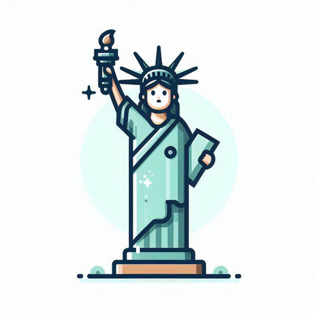 Statue of Liberty icon. New York, United States of America. Vector illustrationのイラスト素材