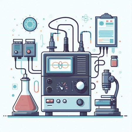 Vector illustration of laboratory equipment. Electronic device for scientific research and testing.のイラスト素材