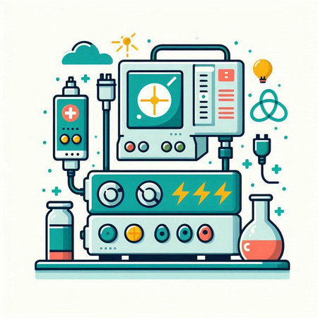 Electronic medical devices. Vector illustration in flat style. Medical equipment.のイラスト素材