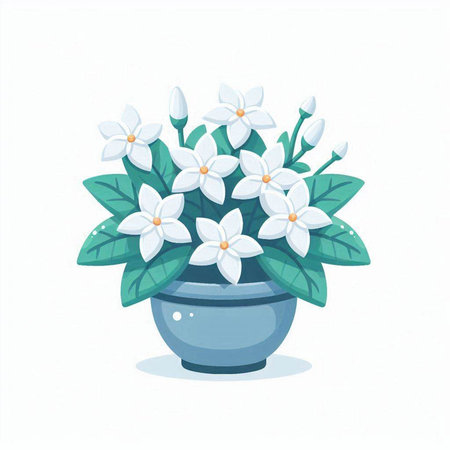 Bouquet of white flowers in a vase. Vector illustration.のイラスト素材